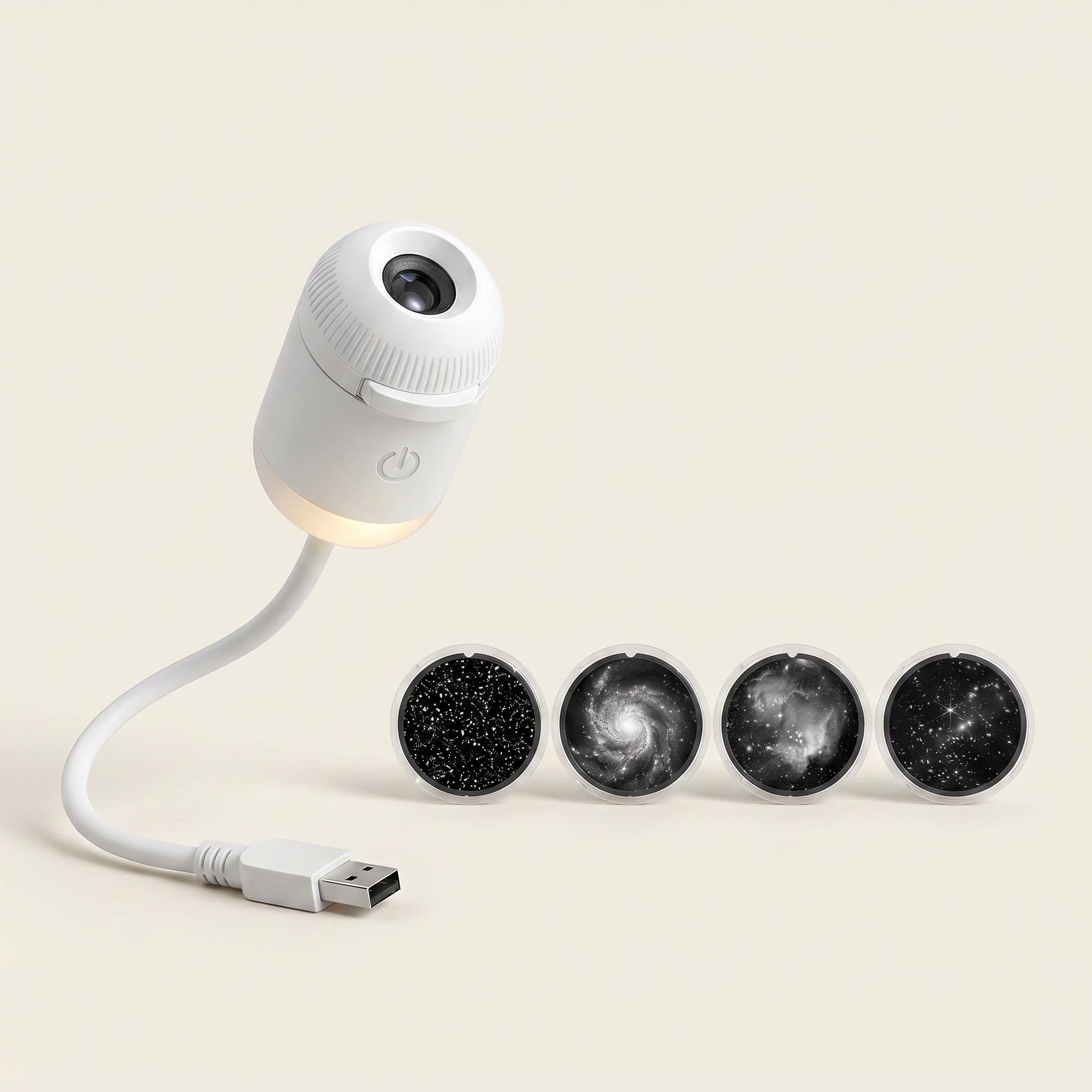 Galaxy projector with four black-and-white film slide discs